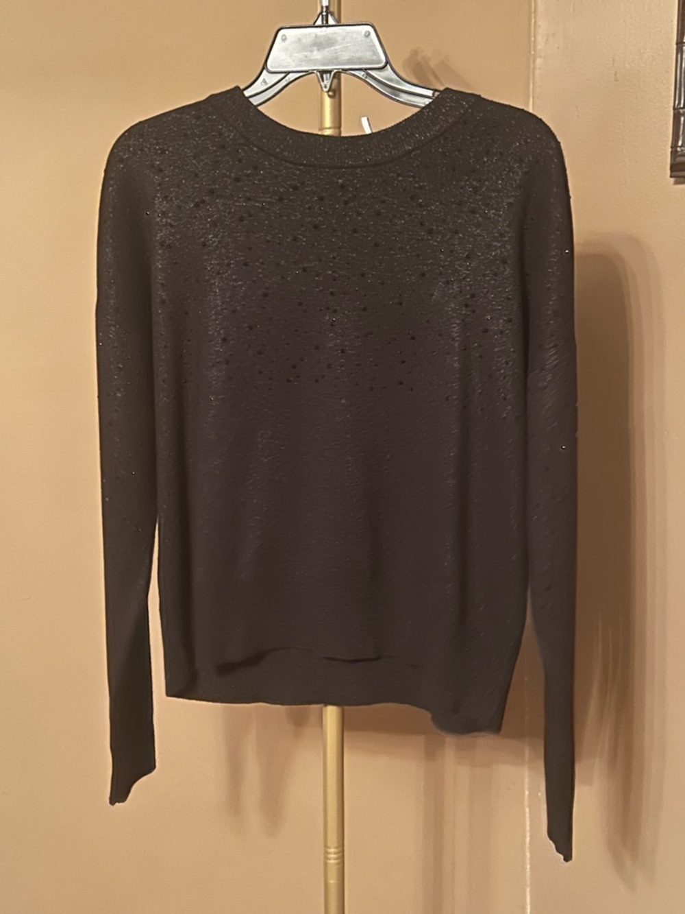 DKNY Black Shimmer Long Sleeve Top